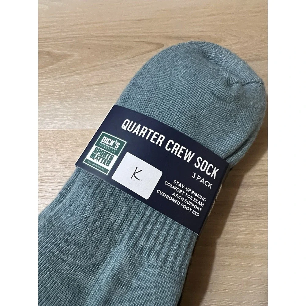 DSG‎ Men's Quarter Crew Socks Regular Size L Green Blue Quarter Crew Style